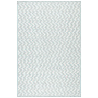 Herringbone Swedish Blue Machine Washable Rug