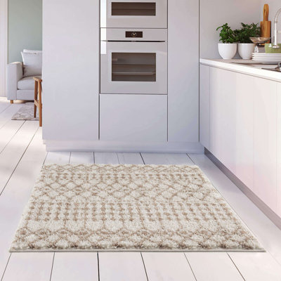 Moroccan Shaggy Collection Rugs Tangier Design in Ivory/Beige