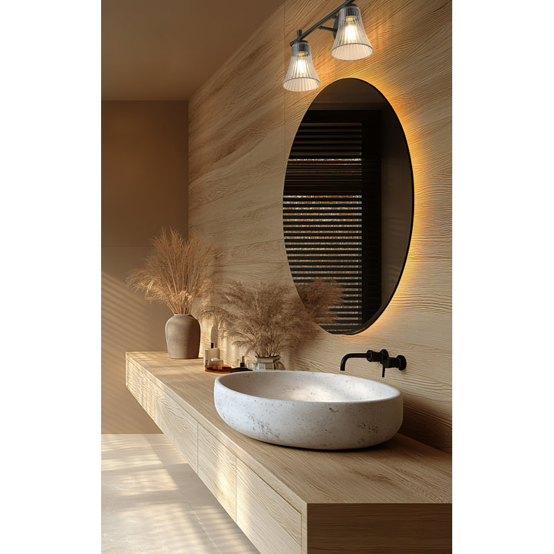 Coiffeuse Maston, H 10 po x l 16 po x P 6,75 po, Noir mat, Deux lumières