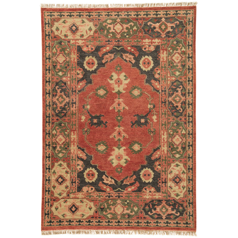 Tapis rouge / noir noué à la main Village By Artemis (2 pi x 3 pi), Rectangle 2 pi x 3 pi
