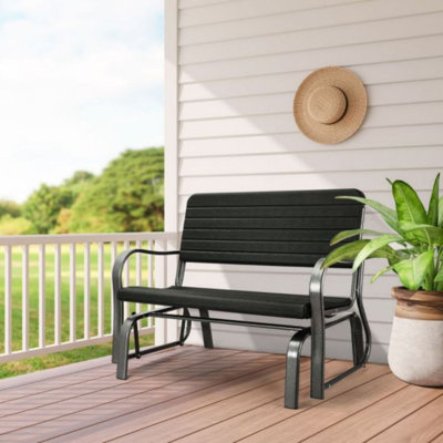 Outdoor Patio Glider, 600 Lb Capacity Loveseat, 2 Seater Rocking Chair,