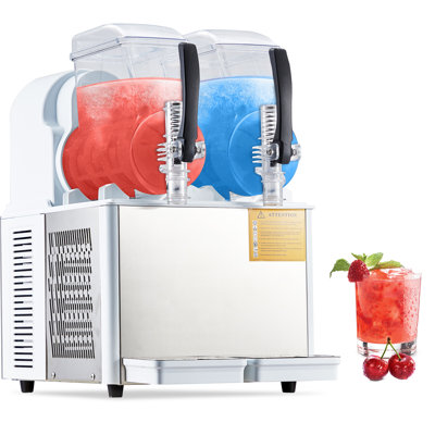 Commercial Slushy Machine, 2 Tank 4L Frozen Drink Margarita Maker, 370W Stainless Steel Slushie Machine Suitable for Restaurant Cafe Kitchen Home Use