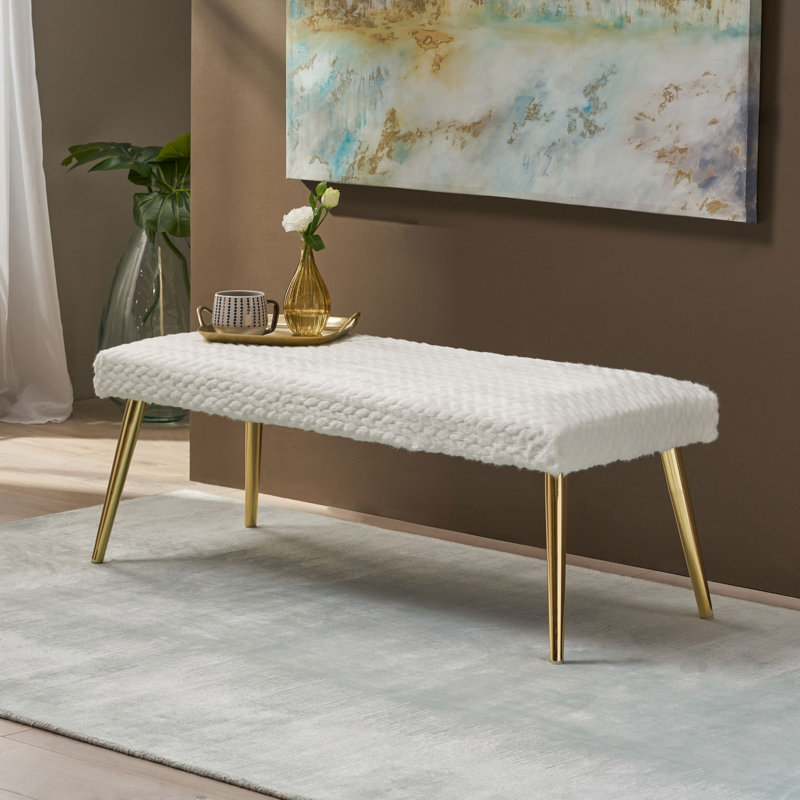 Banc en métal à motif Nixon, Blanc