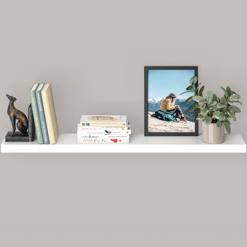 Miami 48" W x 8" D Floating Shelf with Invisible Wall Mount Bracket, White