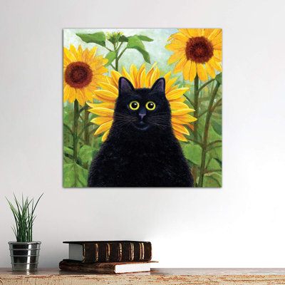 Dan De Lion with Sunflowers 1 Piece Wrapped Canvas Painting