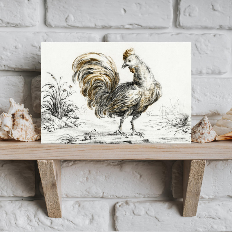 Art mural coq contemporain, H 18 po x l 12 po