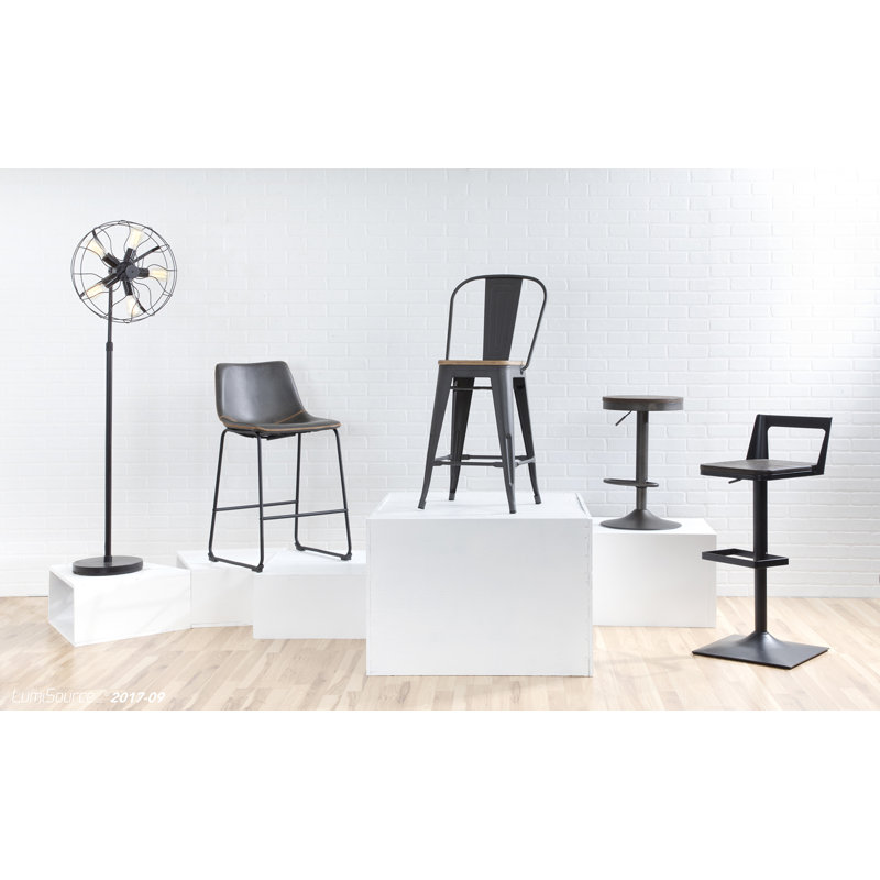 Chambord Swivel Adjustable Height Counter Stool with Metal Frame, Antique/Brown