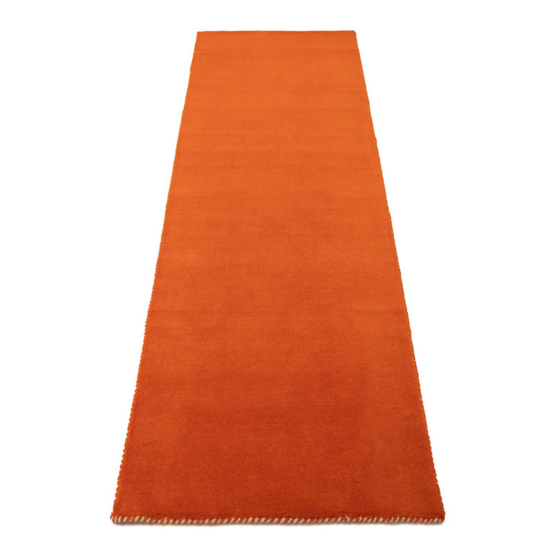 Solid Colour Wool Hand Woven Area Rug, Multi-coloured, Runner 60 x 180cm