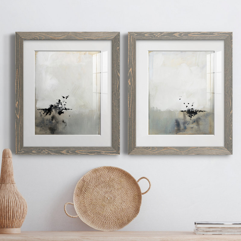 " Passel I " 2 - Pieces, 20" H x 17" W x 1" D, White Framed Paper, White