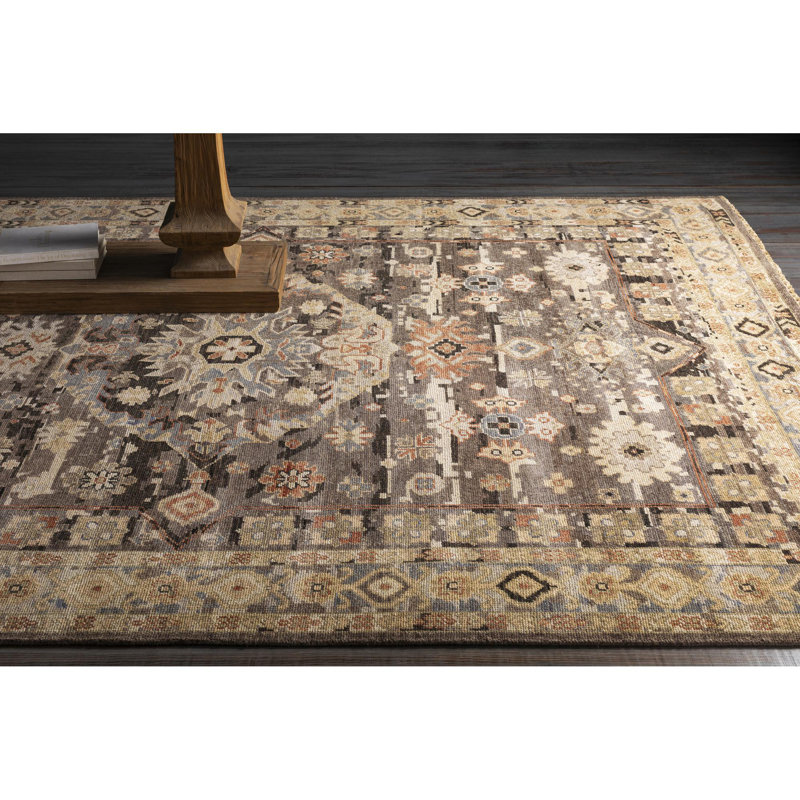Cappadocia Hand Knotted Wool Oriental Area Rug in Green, Rectangle 10' x 14'
