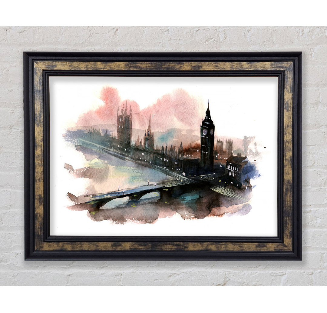 Aquarell Big Ben Houses Of Parliament - Einzelner Bilderrahmen Kunstdrucke