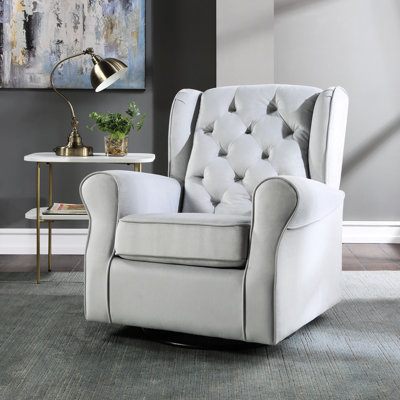Fauteuil pivotant gris transitionnel avec planeur - Un fauteuil fonctionnel alliant stabilité et confort