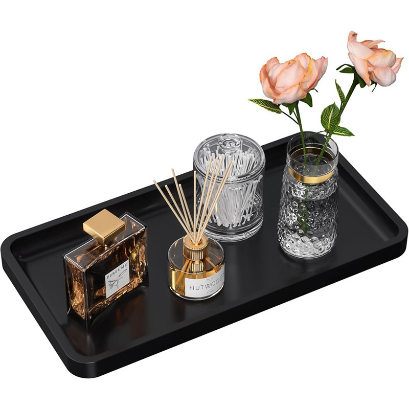 Bamboo Bathroom Vanity Tray, Decorative Wood Organizer For Countertop, Dresser, Perfume, And Home Decor