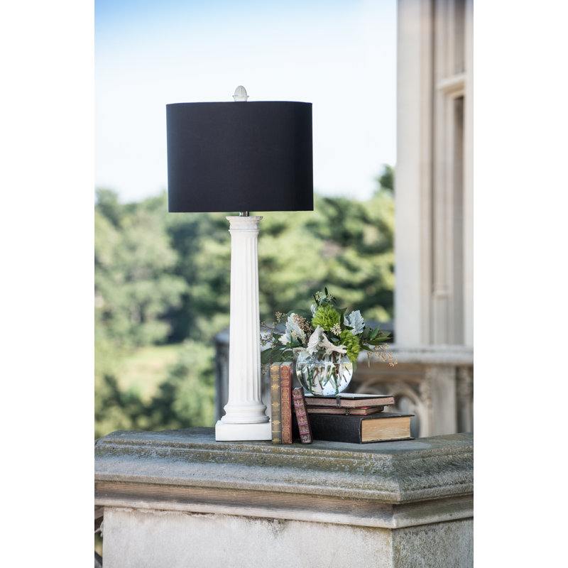 Morris Black Silkette Shade Marble Dust Buffet Lamp