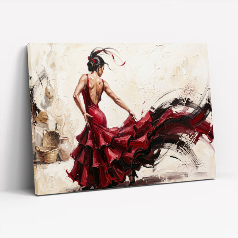 Ensemble de 1 toile murale Flamenco Dance, H 32 po x l 48 po, Toile tendue