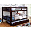 Lit superposé double en bois massif de style transitionnel avec patine en noyer foncé attachée, rails avec joint de verrouillage, lit gigogne inclus, brillant, inclus