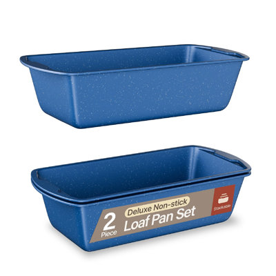 Ensemble de 2 moules à pain en marbre gris (10,2 po et 11 po) - Acier au carbone antiadhésif, allant au four à 450 ° F, sans Pfoa / Pfos / Ptfe, empilable, va au lave-vaisselle