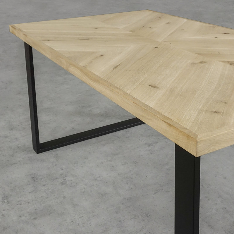 Tyree Oak Metal Base Dining Table, H75 x L120 x W80cm, Oak