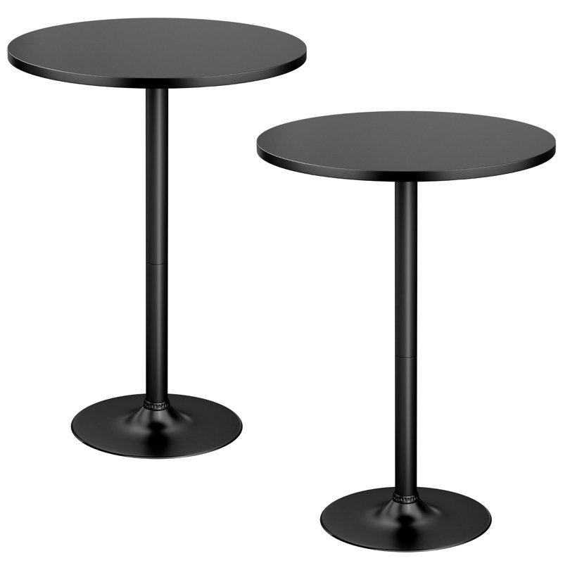Tables de salle à manger à piédestal et tables de bistro rondes 2 pièces 39,5 "Nuno, Noir, Noir