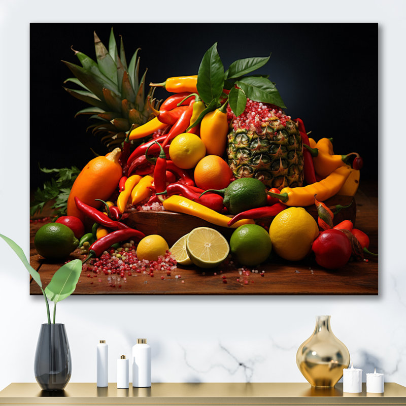 «Caribbean Fruits II», reproduction sur toile, H 12 po x l 20 po, Toile tendue