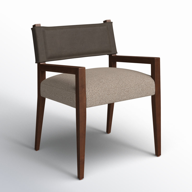 Ferris Dining Armchair, Gray Viscose/Polyester, Dark Brown