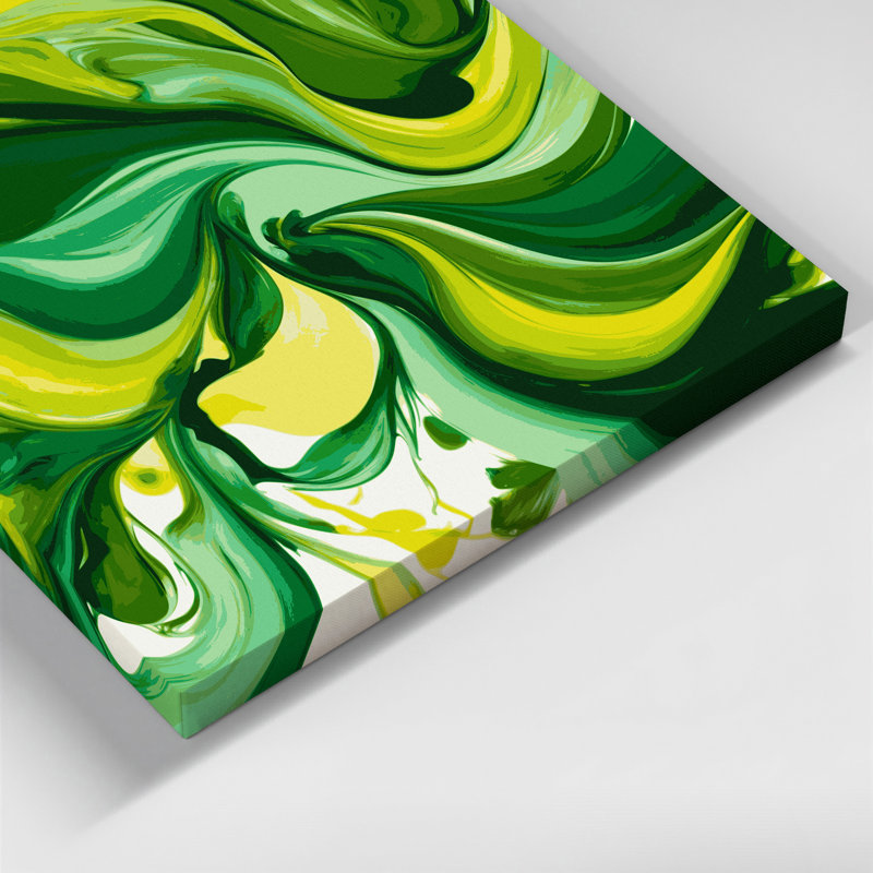 «Lyrical Abstraction 64», art mural sur toile verte, H 24 po x l 36 po
