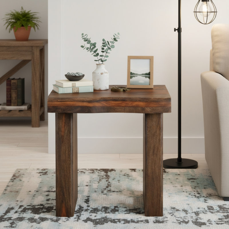 Chaliyah Solid Wood End Table, Walnut