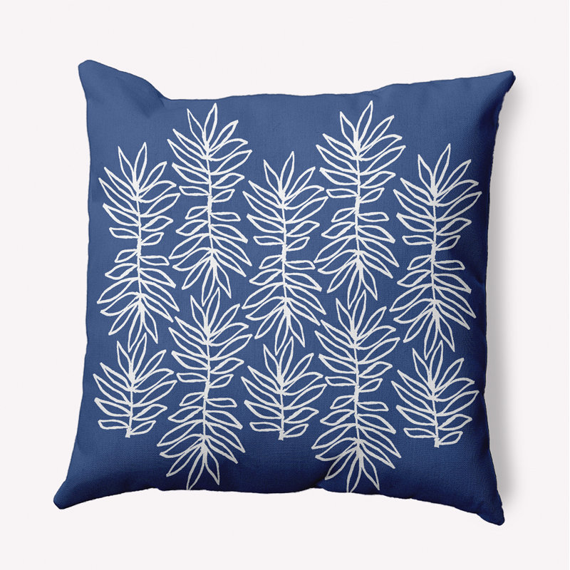 Outdoor Reversible Throw Pillow, 18"H x 18"W, Royal Blue/White Floral