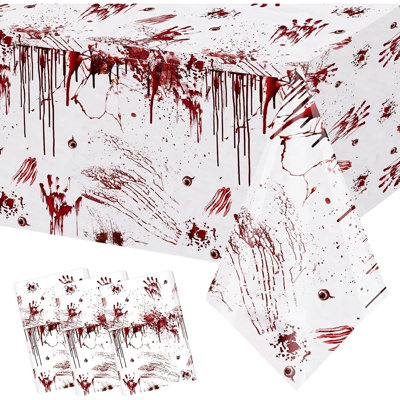 Halloween Bloody Handprint Tablecloth, Horror-Themed Killer Birthday Party Table Cover, Spooky Decorative Tablecloth for Halloween, Birthday and Themed Events