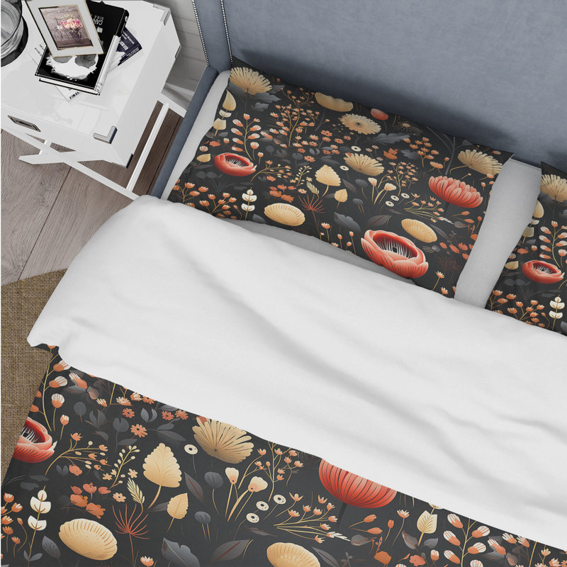Ensemble de housse de couette à motif floral Bohemian Bliss, Housse de couette simple + 1 taie décorative stan
