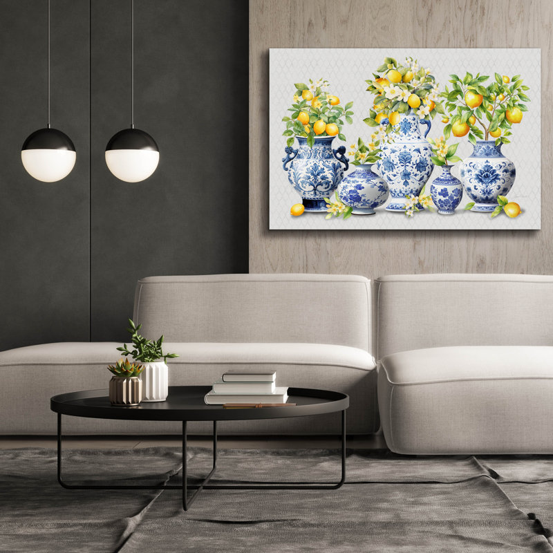 Toile épique «Lemons And Chinoiserie D» par Jean Plout, graffiti épique, 60 po x 40 po