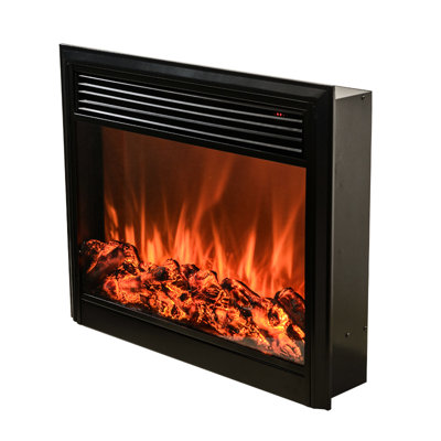 Acrylic Mirror Electric Fireplace, Realistic Flame, 2 Flame Colors, Speed & Brightness, Smart Controls For Living Room, Garden, Balcony, American Design, Black , 26.63 In Depth, 6.63 Width, 22.91
