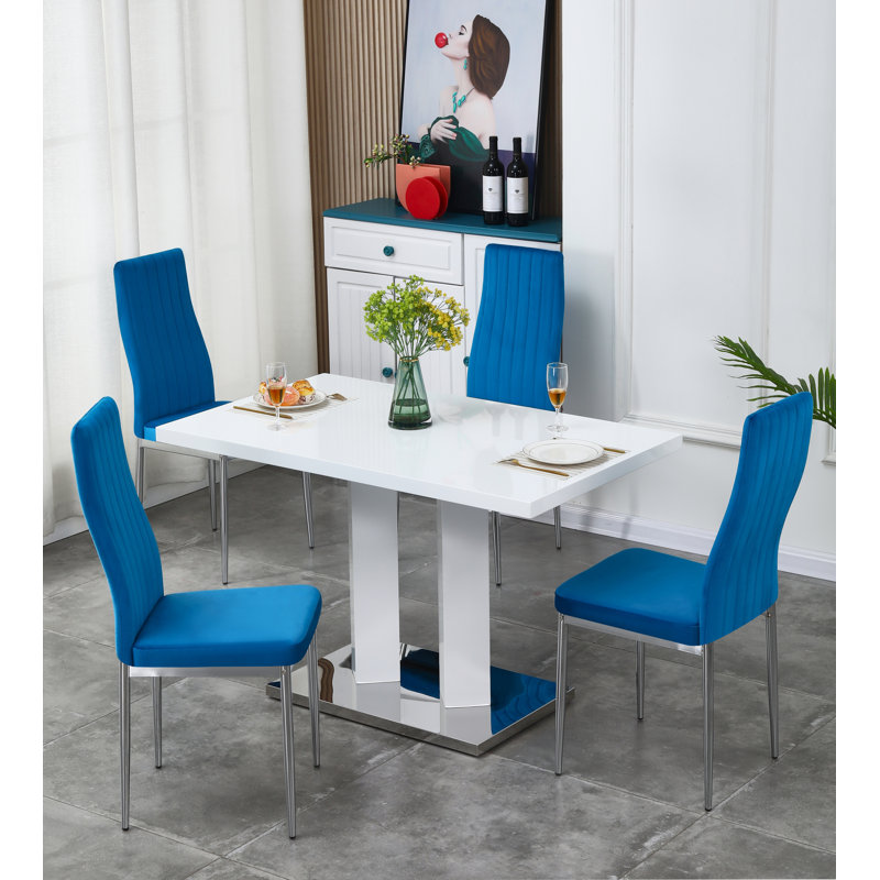 Brittlynn 4 - Person Dining Set, Blue