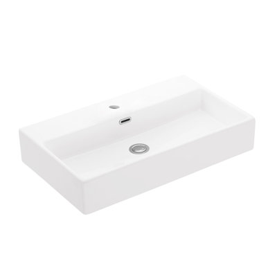 WS Bath Collections Quattro 16.4'' Matte White Ceramic Rectangular Bathroom Sink with Overflow