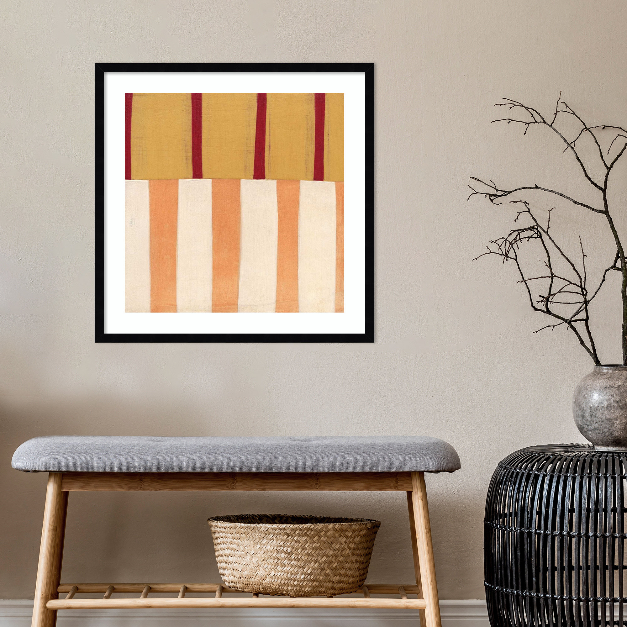 Broken Stripes 3 by Laura Nugent, Black, 25" H x 25" W x 1" D