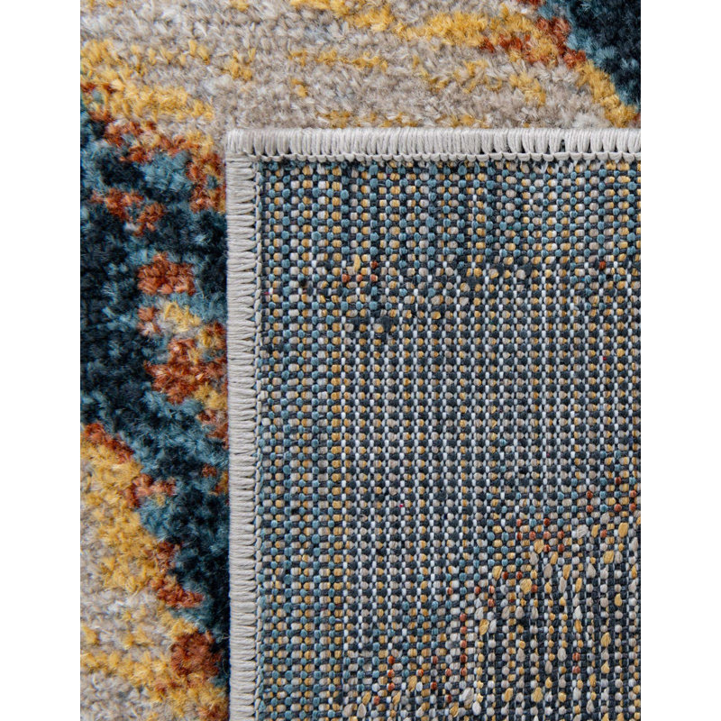 Tapis brun clair en polyester tissé à la machine Aanya, Rectangle 6 pi 1 po x 9 pi