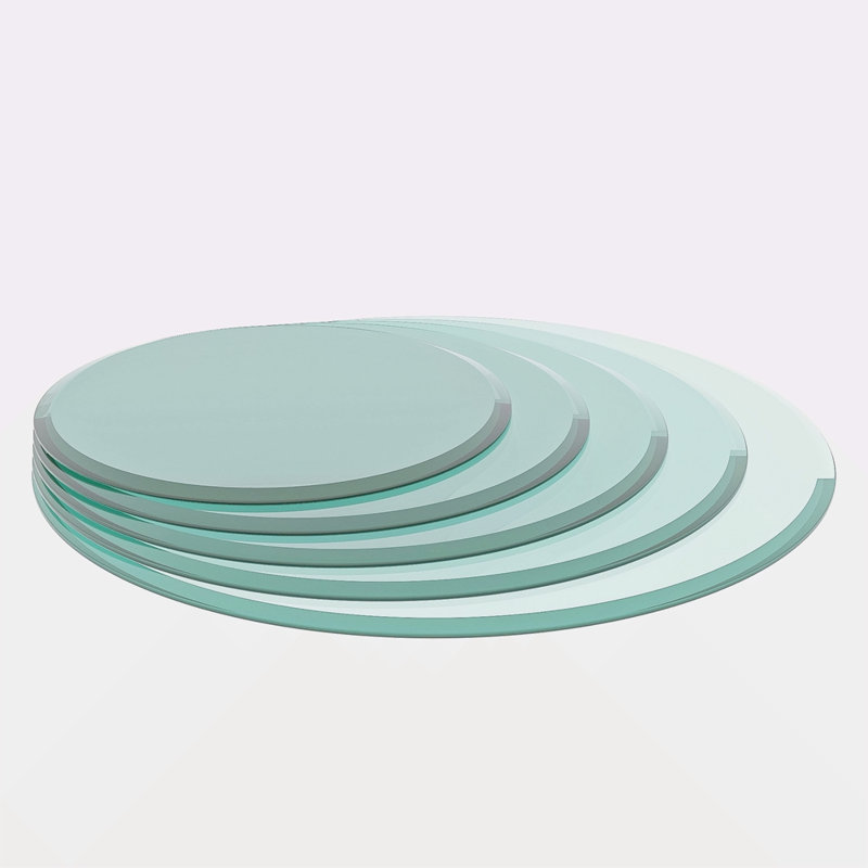Plateau de table en verre trempé rond de 24 po; verre transparent, bord biseauté et épais de 1/2 po d'épaisseur (seulement le plateau)