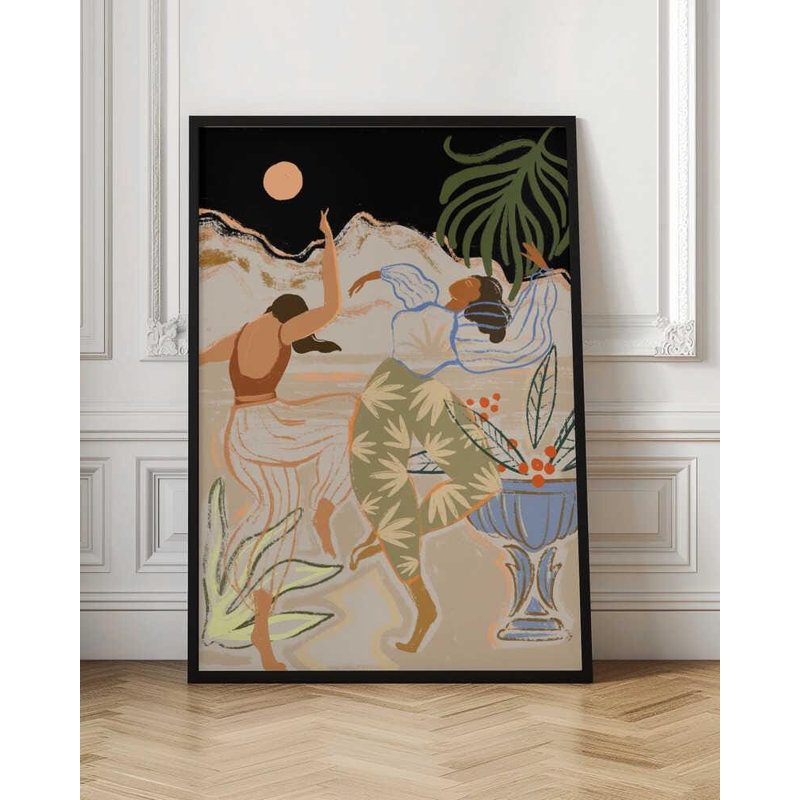 «Dancing chiffres Under Moonlight», reproduction d'art botanique moderne, Noir, Impression encadrée sans passe-partout