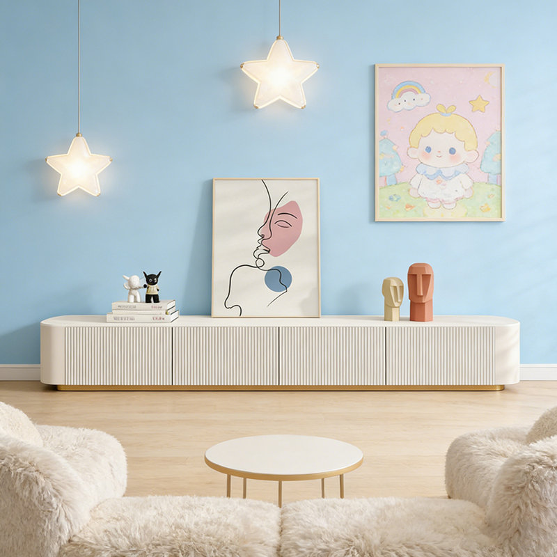 Meuble télé de luxe avec rangement, H 13,77 po x L 86,61 po x l 15,35 po