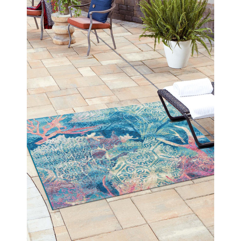 Tapis d'extérieur moderne Multi_Unique Loom, Carré 6 pi