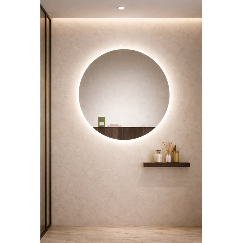 Round Copper-free Silver Glass Led Mirror