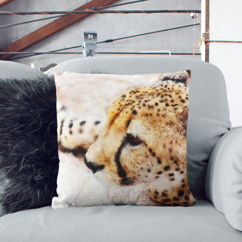 Cheetah Vol.1 Painting Square Throw Cushion, 40cm H x 40cm W x 15cm D, Black