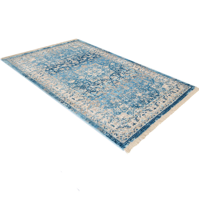 Chauncy Washable Rugs Area Rugs for Living Room, Wool Rugs for Bedroom, Dining Room, Non Slip, Low Pile Vintage Rug Indoor -MACHINE MADE POLYESTER AREA RUGS - Rectangle, Blue Color, Oriental Design, Low Pile