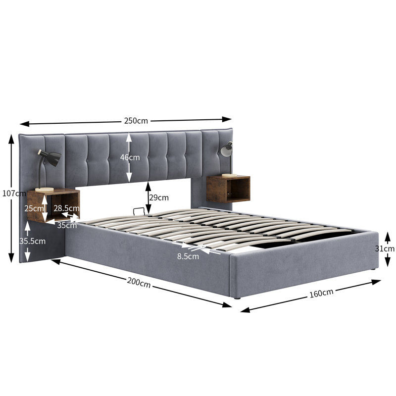 Rozana Upholstered Lift Up Storage Bed