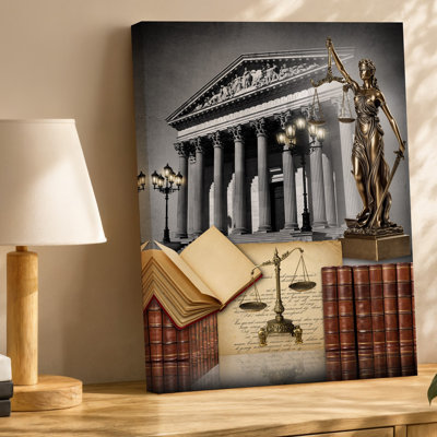Canvas A Captivating Collage Presents A Grand Courthouse Fa Ade Its Wall Art Classical Columns And Intricate Carvings Illuminated By Canvas Wall Art