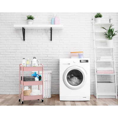 3-Tier Rolling Storage Cart With Lockable Wheels - Durable Metal Utility Organizer With Mesh Baskets For Home, Office, Kitchen, Craft Room