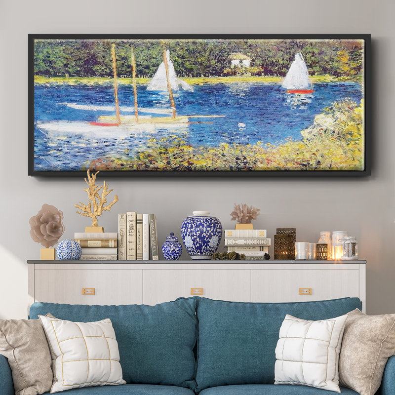 The Seine at Argenteuil, 1874 - Framed Canvas_188MONETWC, H 8 po x l 20 po x P 1,5 po, Noir