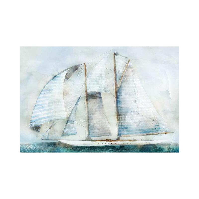 Sailboat Blues II 1 Piece Wrapped Canvas Panoramic Painting, 20.32 cm H x 30.48 cm W