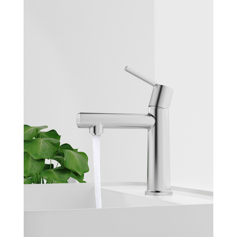 Chrome Single Handle Bathroom Faucet For 1 Or 3 Holes ,Fountain And Flow Mode Two-In-One Function,Deck Mount Laundry Vanity Sink Faucet With Two 9/16" Hoses