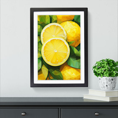 Lemon Fruit Geometric - Single Picture Frame Print on Wood